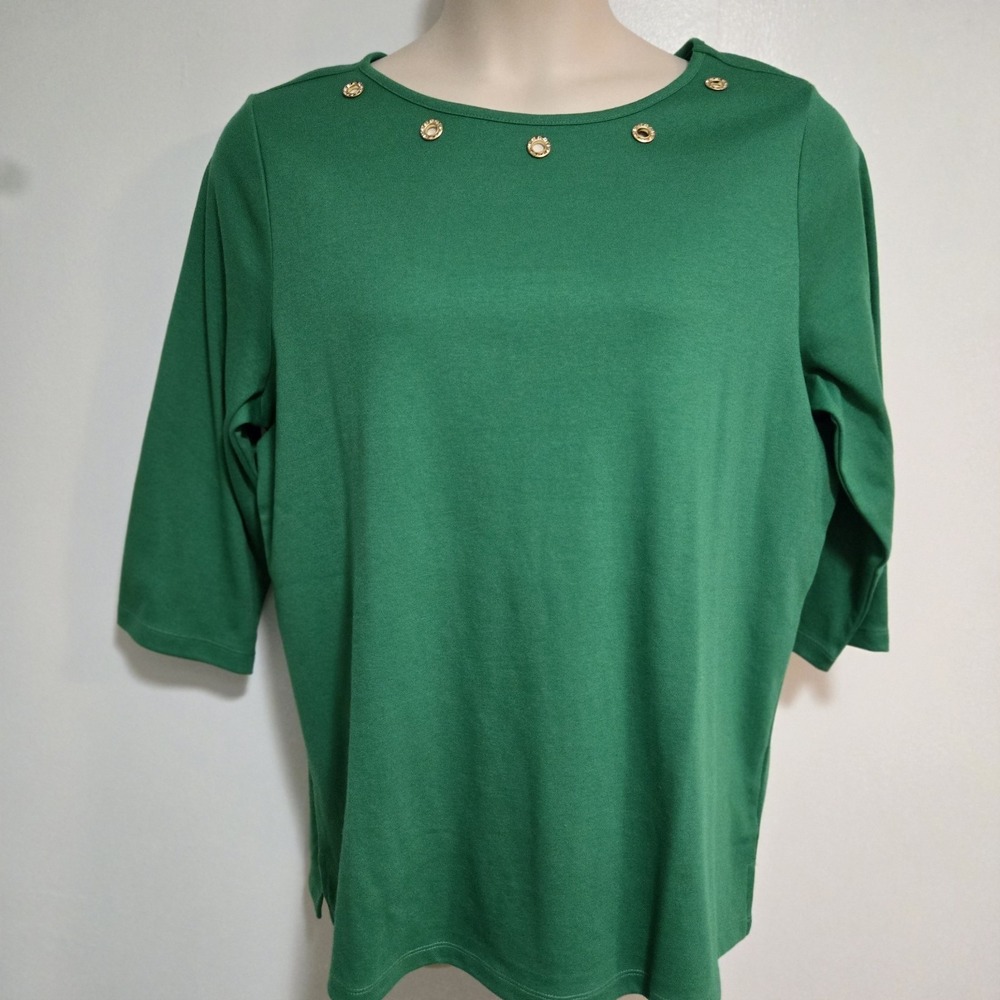 Quacker Factory Size‎ XL Deep Green Embellished Silver Rings Rhinestones Grommet